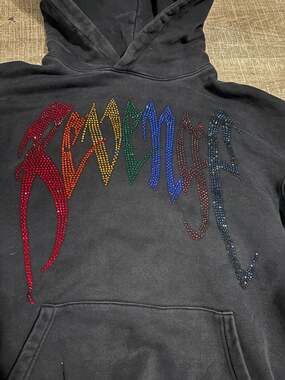 Revenge Rainbow Swarovski Rhinestone Arch Logo Hoodie